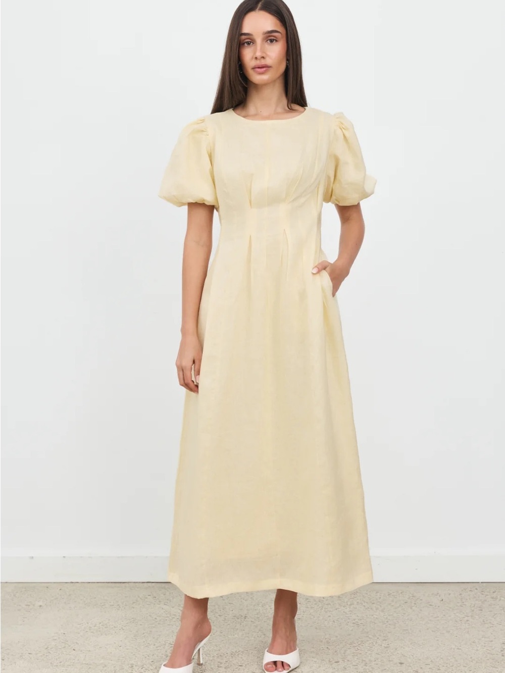 Butter Yellow Air Linen Maxi Dress - Picture 5 of 8